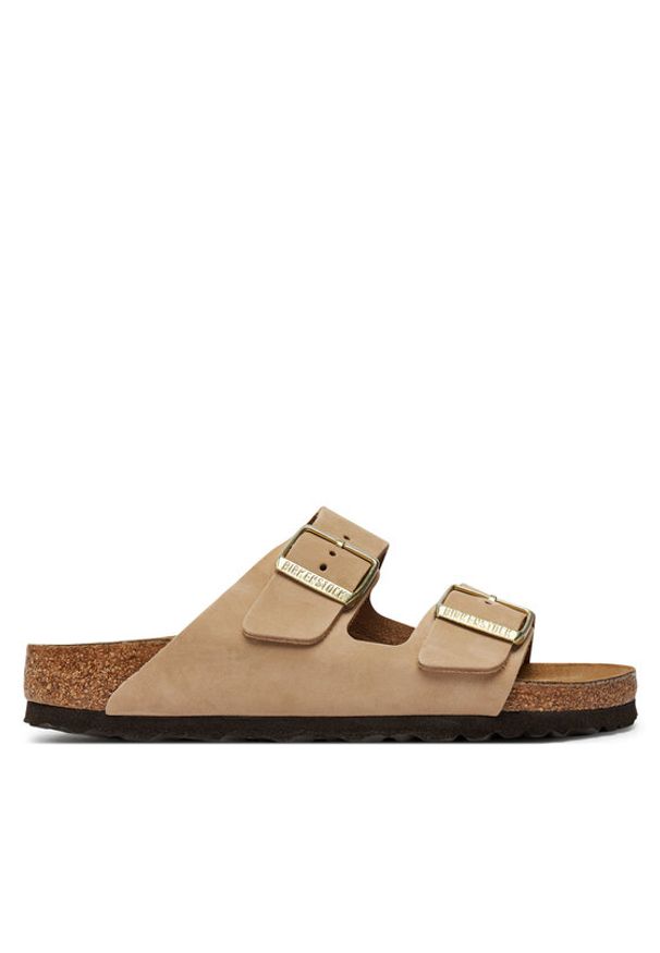 Birkenstock Klapki Arizona Sfb Lenb 1019016 Beżowy. Kolor: beżowy. Materiał: skóra, nubuk