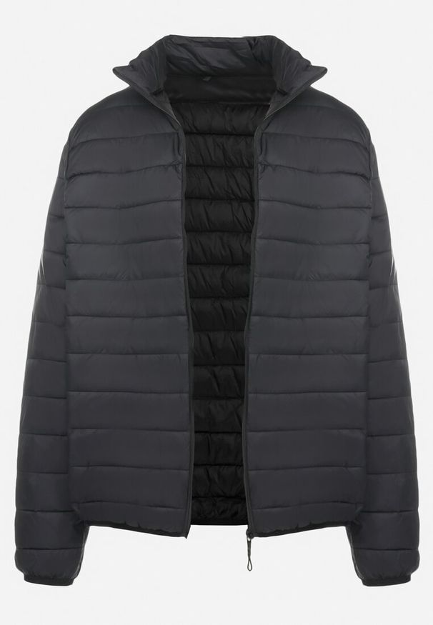 Born2be - Czarna Kurtka Pikowana Astopis. Kolekcja: plus size. Kolor: czarny. Materiał: dzianina, jeans. Długość rękawa: długi rękaw. Długość: długie. Styl: klasyczny