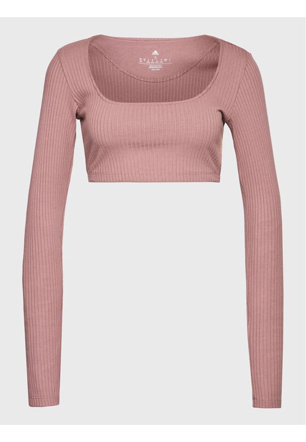 Adidas - adidas Bluzka Studio HH8500 Różowy Slim Fit. Kolor: różowy. Materiał: syntetyk