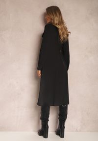 Renee - Czarna Sukienka Koszulowa Pumpa. Kolor: czarny. Materiał: materiał. Długość rękawa: długi rękaw. Wzór: gładki, jednolity. Typ sukienki: koszulowe