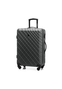 Wittchen - Średnia walizka z ABS-u w ukośną kratkę stalowo-czarna. Kolor: wielokolorowy, czarny, szary. Materiał: guma. Wzór: kratka #2