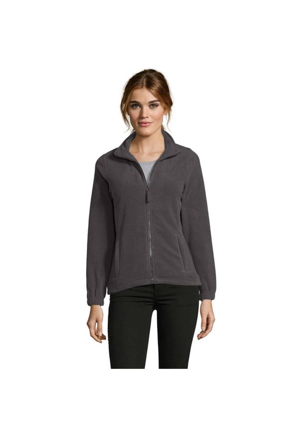 SOL'S - Damska Bluza Polarowa North Fleece Jacket. Kolor: szary, wielokolorowy, brązowy. Materiał: polar. Sezon: zima