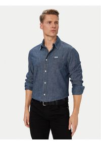 Guess Koszula M6YH44 D1297 Granatowy Regular Fit. Kolor: niebieski. Materiał: bawełna #1