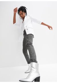 bonprix - Spodnie z ozdobnymi detalami w stylu biker. Kolor: szary. Styl: elegancki, sportowy #3