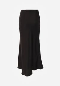 Renee - Czarna Koktajlowa Spódnica z Satyny o Rozkloszowanym Kroju Zinnivira. Kolor: czarny. Materiał: satyna. Styl: wizytowy #2