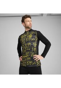 Puma - Męska bluza przedmeczowa z zamkiem 1/4 Borussia Dortmund PUMA. Kolor: czarny, żółty, wielokolorowy. Sport: piłka nożna