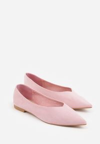 Born2be - Różowe Balerinki z Imitacji Zamszu z Noskiem w Szpic Egynome. Okazja: na co dzień, na spotkanie biznesowe, do pracy. Kolor: różowy. Materiał: zamsz. Styl: casual, biznesowy, elegancki #8