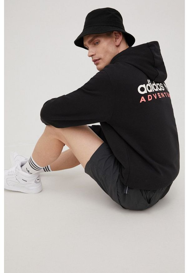 adidas Originals bluza bawełniana HF4765 męska kolor czarny z kapturem gładka. Typ kołnierza: kaptur. Kolor: czarny. Materiał: bawełna. Wzór: gładki