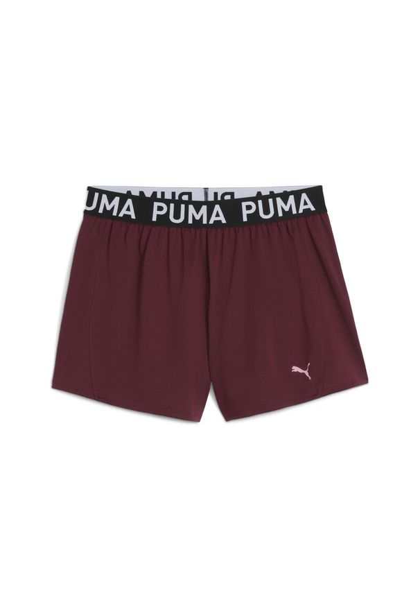 Puma - Damskie szorty z dzianiny 3" PUMA STRONG PUMA Ruby Shimmer Red. Kolor: czerwony. Materiał: dzianina. Sport: fitness