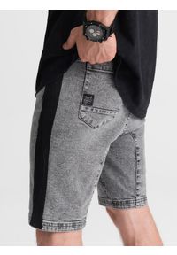 Ombre Clothing - Krótkie spodenki męskie jeansowe - szare V4. Kolor: szary. Materiał: jeans. Długość: krótkie #9