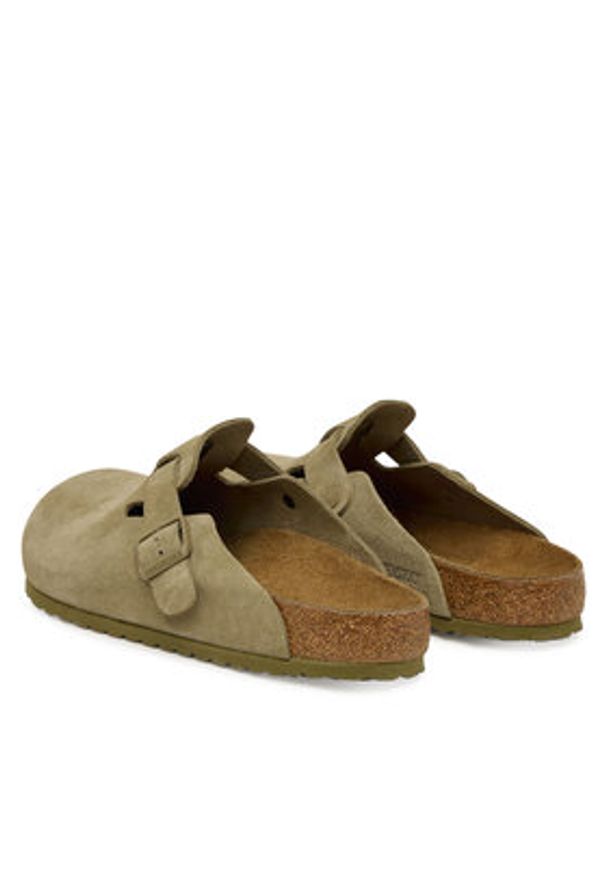 Birkenstock Klapki Boston 1025788 Khaki. Kolor: brązowy. Materiał: zamsz, skóra