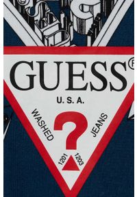 Guess bluza bawełniana dziecięca kolor niebieski wzorzysta. Kolor: niebieski. Materiał: bawełna. Wzór: nadruk. Styl: klasyczny #2