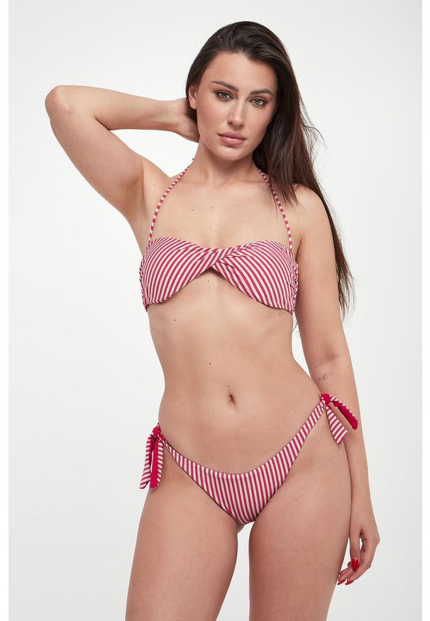 Różowo-srebrny dół od bikini Twinset U&B w paski. Kolor: wielokolorowy, różowy, srebrny. Wzór: paski