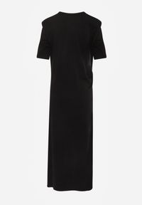 Renee - Czarna Marszczona Sukienka z Bawełny o T-shirtowym Kroju z Poduszkami Pelasea. Okazja: na co dzień. Kolor: czarny. Materiał: bawełna. Typ sukienki: proste, oversize. Styl: casual #5