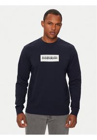 Napapijri Longsleeve S-Box Logo NP0A4I3M Granatowy Regular Fit. Kolor: niebieski. Materiał: bawełna. Długość rękawa: długi rękaw