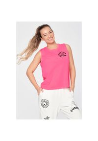 ZUMBA WEAR - Koszulka sportowa damska Zumba Wear Rhythm Queen Muscle na ramiączkach. Kolor: różowy. Materiał: poliester, bawełna. Długość rękawa: na ramiączkach #1