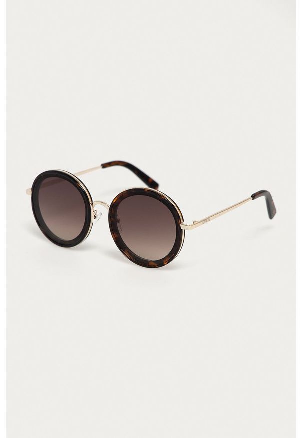 Guess - Okulary przeciwsłoneczne. Kształt: okrągłe. Kolor: brązowy