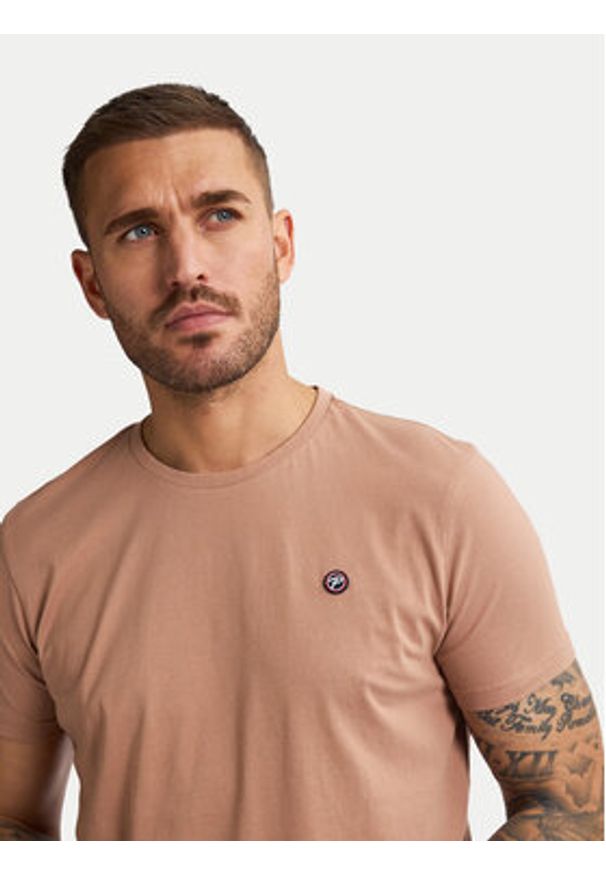 Petrol Industries T-Shirt M-ROS-TSR002 Beżowy Regular Fit. Kolor: beżowy. Materiał: bawełna