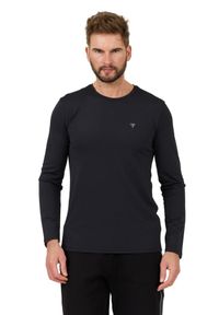 Guess - GUESS Czarny longsleeve New Tech Str T. Kolor: czarny. Długość rękawa: długi rękaw