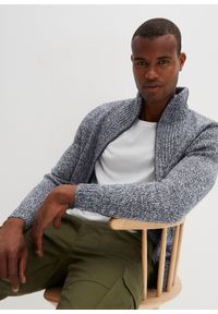 bonprix - Sweter rozpinany ze stójką. Typ kołnierza: kołnierzyk stójkowy. Kolor: niebieski #1