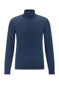 Niebieski golf męski Modini SW74. Typ kołnierza: golf. Kolor: niebieski. Materiał: jeans, wełna, materiał, akryl #1