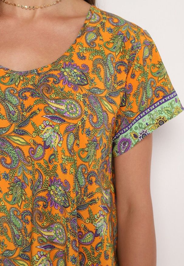 Born2be - Żółta Wiskozowa Sukienka Rozkloszowana we Wzór Paisley Mastis. Kolor: żółty. Materiał: wiskoza. Wzór: paisley