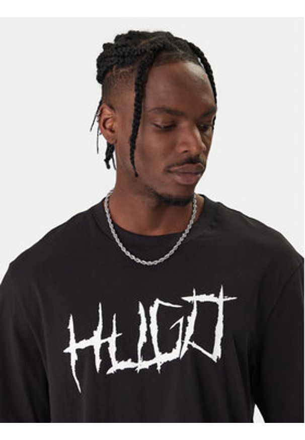 Hugo - HUGO T-Shirt Namerix 50554350 Czarny Regular Fit. Kolor: czarny. Materiał: bawełna
