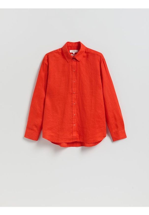 Reserved - Lniana koszula - pomarańczowy. Kolor: pomarańczowy. Materiał: len