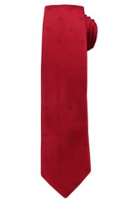Czerwony Elegancki Krawat -Angelo di Monti- 6 cm, Męski, Jednokolorowy, w Tłoczone Kwiatki. Kolor: czerwony. Wzór: kwiaty. Styl: elegancki