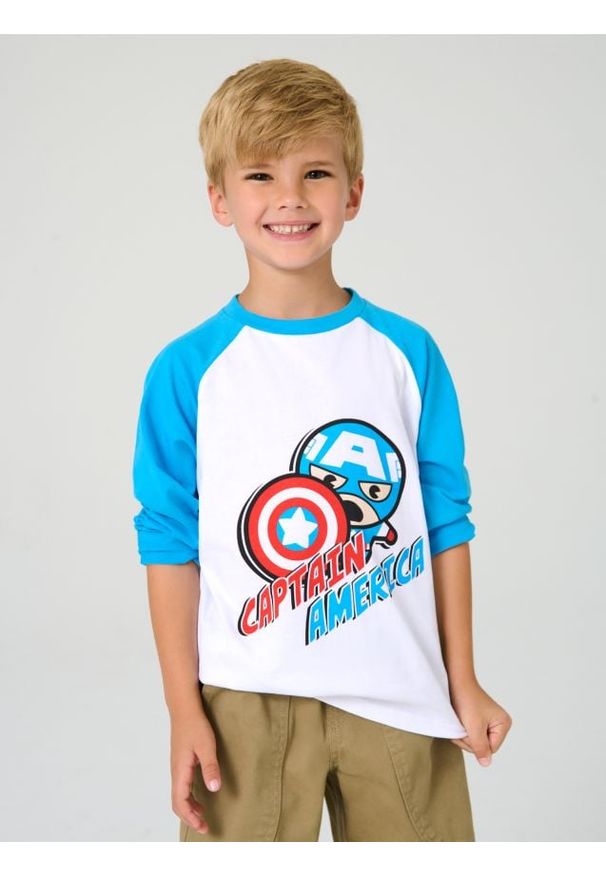 Sinsay - Koszulka z długimi rękawami Marvel Kawaii Art Collection - niebieski. Kolor: niebieski. Długość rękawa: długi rękaw. Długość: długie. Wzór: motyw z bajki