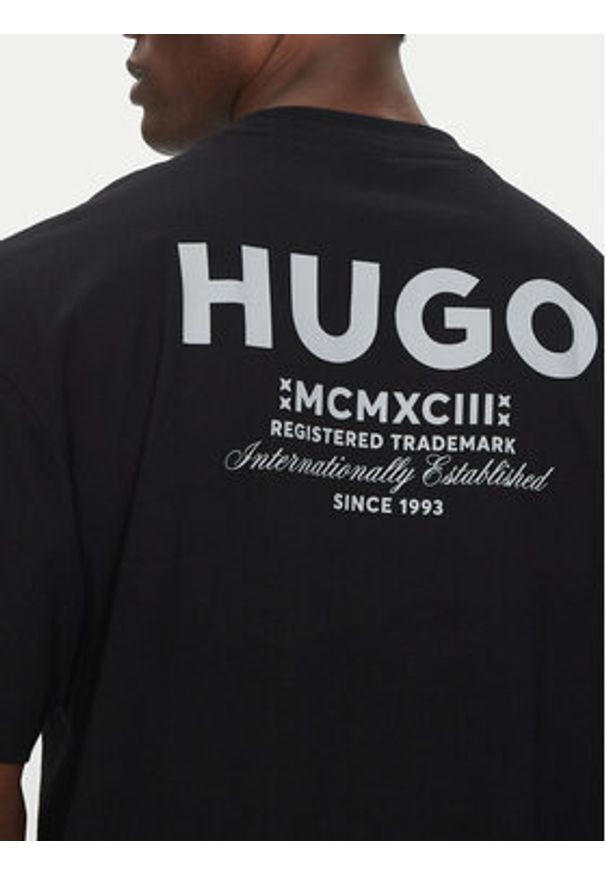Hugo - HUGO T-Shirt Nalono 50509776 Czarny Loose Fit. Kolor: czarny. Materiał: bawełna