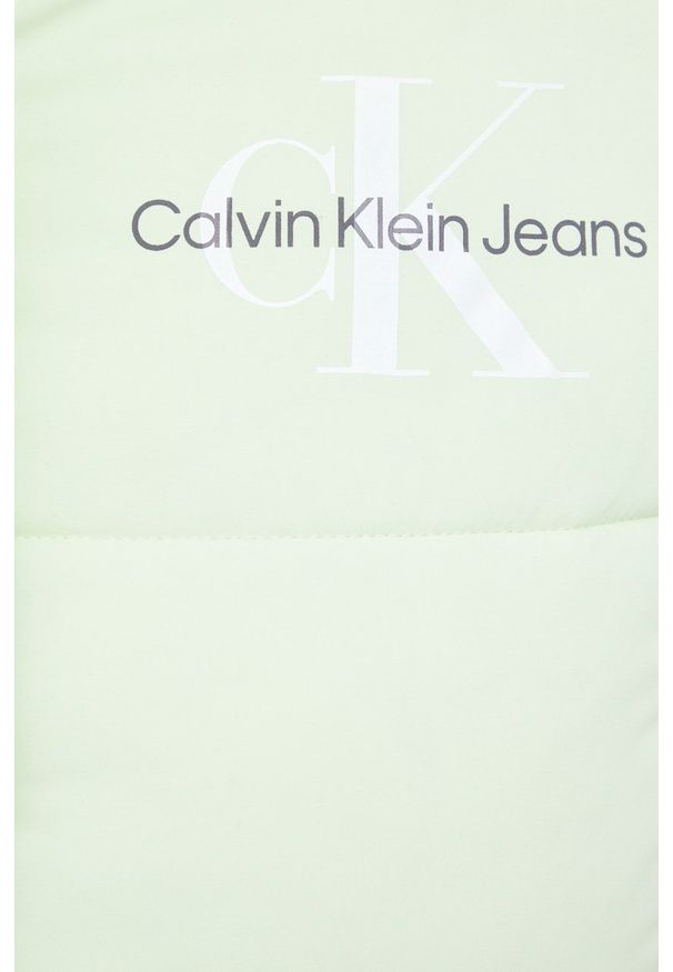Calvin Klein Jeans kurtka damska kolor zielony zimowa. Okazja: na co dzień. Kolor: zielony. Materiał: włókno, poliester, materiał. Wzór: gładki. Sezon: zima. Styl: casual