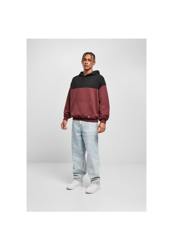Hoodie Urban Classics upper block. Kolor: czarny, czerwony, wielokolorowy