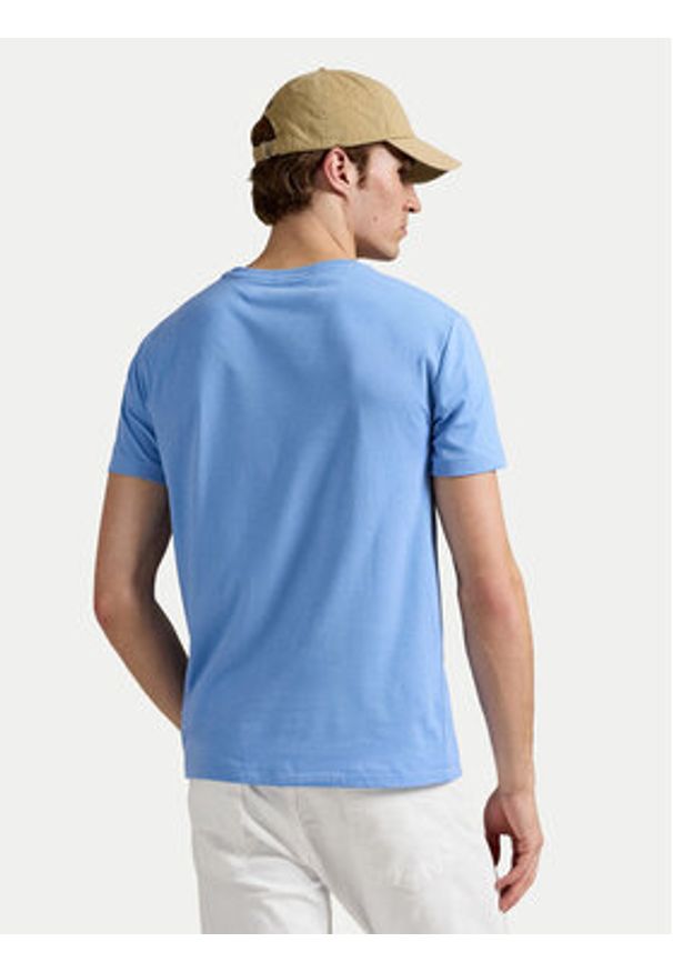 Polo Ralph Lauren T-Shirt 710671438454 Błękitny Custom Slim Fit. Typ kołnierza: polo. Kolor: niebieski. Materiał: bawełna