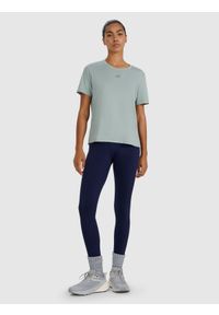 4f - 4F Koszulka treningowa regular szybkoschnąca damska - zielona XS. Kolor: zielony. Materiał: elastan, materiał, poliester, włókno. Długość rękawa: krótki rękaw. Długość: krótkie. Wzór: ze splotem, gładki. Sport: fitness #2