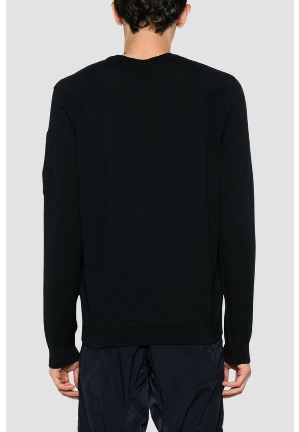 C.P. Company - C.P. COMPANY Czarny męski cienki sweter Crew Neck, Rozmiar XL. Kolor: czarny