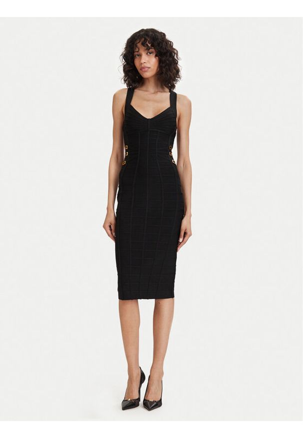 Elisabetta Franchi Sukienka koktajlowa AM-24D-62E2-V790 Czarny Slim Fit. Kolor: czarny. Materiał: wiskoza. Styl: wizytowy