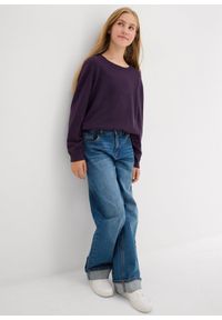 bonprix - Sweter z cienkiej dzianiny. Kolor: fioletowy. Materiał: dzianina