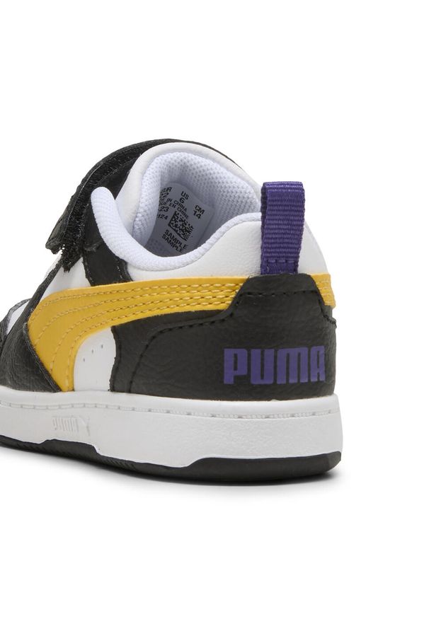 Puma - Sneakersy PUMA Rebound V6 Lo dla małych dzieci PUMA Black Yellow Sizzle White. Kolor: czarny, biały, wielokolorowy, żółty. Szerokość cholewki: normalna. Sport: turystyka piesza, koszykówka