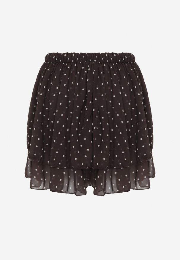 Born2be - Brązowe Spódnico-Spodenki w Stylu Casual w Kropki z Kaskadowymi Falbankami Bennettia. Okazja: na co dzień. Kolor: brązowy. Wzór: kropki. Styl: casual