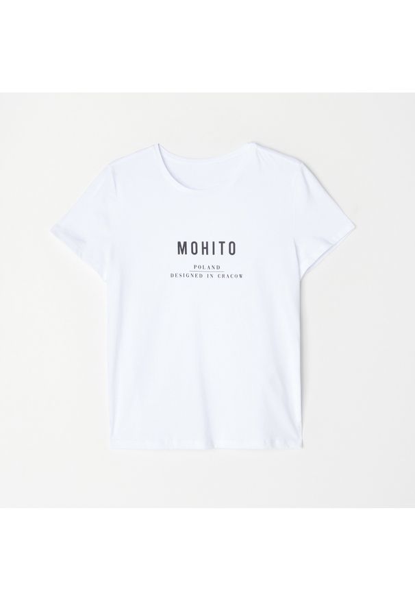 Mohito - Bawełniana koszulka Eco Aware - Biały. Kolor: biały. Materiał: bawełna