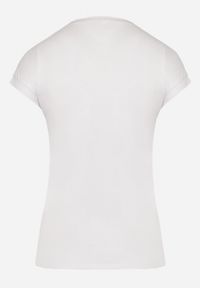 Born2be - Biały Bawełniany T-shirt z Ozdobnym Napisem Dellphia. Okazja: na co dzień. Kolor: biały. Materiał: bawełna. Wzór: napisy. Styl: casual, elegancki #6