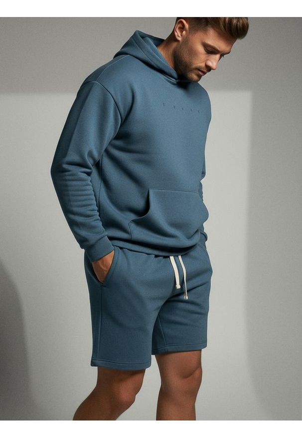 Sinsay - Szorty z wiązaniem - niebieski. Kolor: niebieski