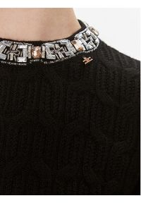 Elisabetta Franchi Sweter MK-15B-37E2-V460 Czarny Slim Fit. Kolor: czarny. Materiał: wełna #4