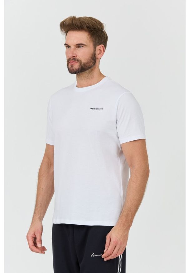 Armani Exchange - ARMANI EXCHANGE Biały męski t-shirt, Rozmiar XL. Kolor: biały