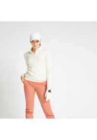 INESIS - Sweter do golfa MW500 damski. Typ kołnierza: golf. Kolor: beżowy. Materiał: bawełna, materiał