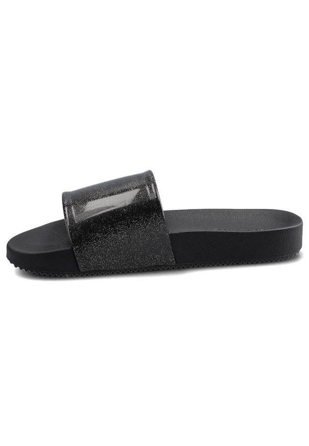 zaxy - Czarne Klapki Zaxy Dziecięce Buty Z Brokatem. Okazja: na plażę, na co dzień. Kolor: czarny. Materiał: materiał. Sezon: lato. Styl: casual, elegancki
