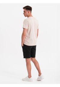 Ombre Clothing - Męskie spodenki bawełniane cargo z elastycznym pasem – czarne V4 - Rozmiar: M. Okazja: na co dzień. Kolor: czarny. Materiał: bawełna. Sezon: lato. Styl: casual #5