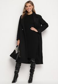 Born2be - Czarna Sukienka Dzianinowa Dopasowana Morttina. Okazja: na co dzień. Kolor: czarny. Materiał: dzianina. Długość rękawa: długi rękaw. Typ sukienki: proste. Styl: klasyczny, casual, elegancki. Długość: midi #5