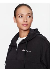 Champion Bluza Hooded Half Zip Sweatshirt 116581 Czarny Oversize. Kolor: czarny. Materiał: syntetyk, bawełna